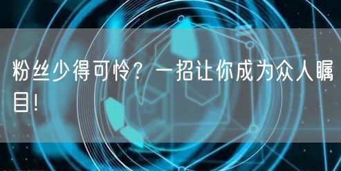 粉丝少得可怜？一招让你成为众人瞩目！