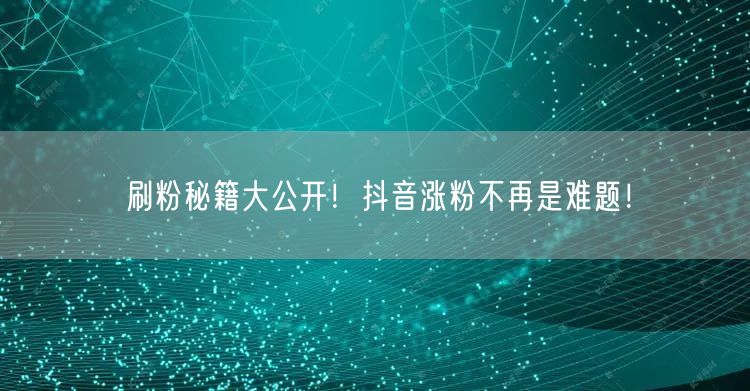 刷粉秘籍大公开！抖音涨粉不再是难题！