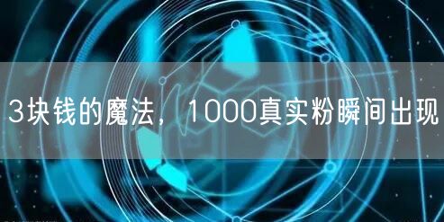 3块钱的魔法，1000真实粉瞬间出现