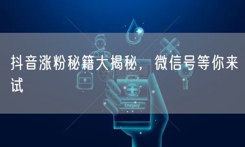 抖音涨粉秘籍大揭秘，微信号等你来试