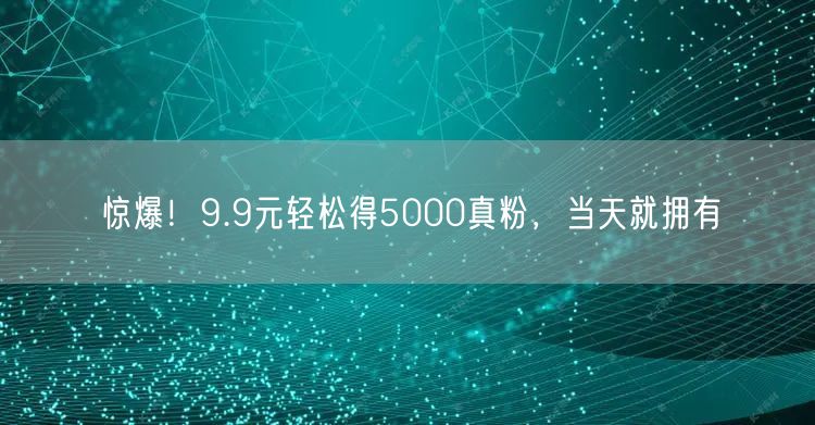 惊爆！9.9元轻松得5000真粉，当天就拥有