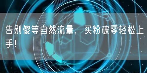 告别傻等自然流量，买粉破零轻松上手！
