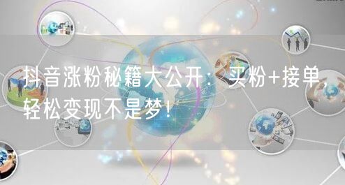 抖音涨粉秘籍大公开：买粉+接单，轻松变现不是梦！