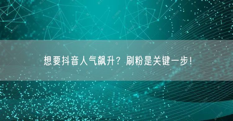 想要抖音人气飙升？刷粉是关键一步！