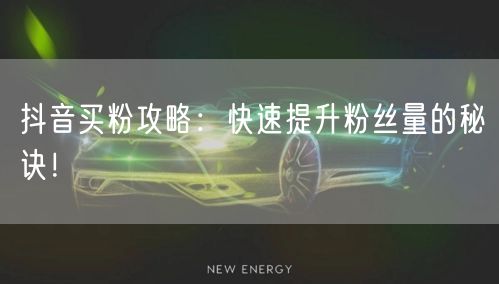 抖音买粉攻略：快速提升粉丝量的秘诀！