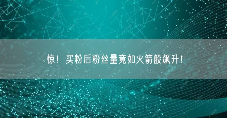 惊！买粉后粉丝量竟如火箭般飙升！