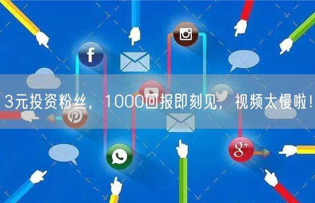 3元投资粉丝，1000回报即刻见，视频太慢啦！