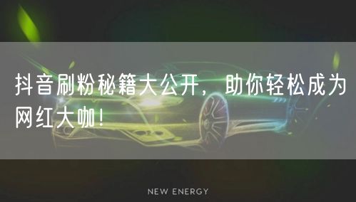 抖音刷粉秘籍大公开，助你轻松成为网红大咖！