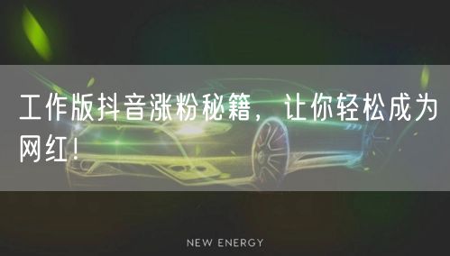 工作版抖音涨粉秘籍，让你轻松成为网红！