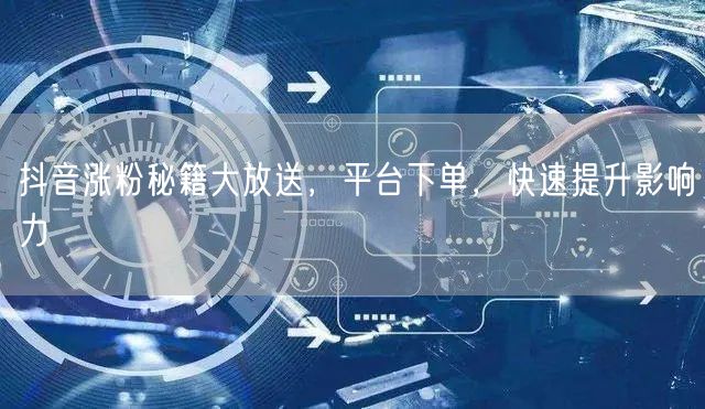 抖音涨粉秘籍大放送，平台下单，快速提升影响力