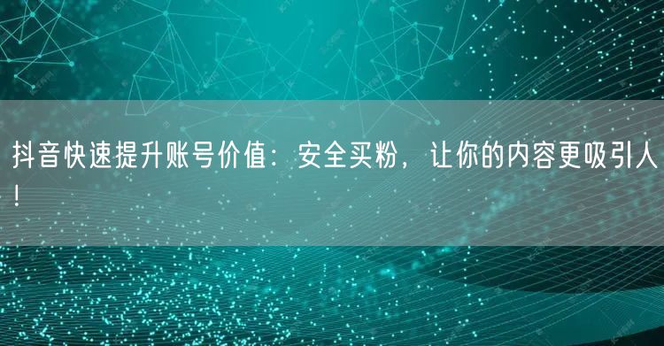 抖音快速提升账号价值：安全买粉，让你的内容更吸引人！