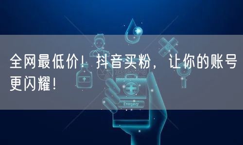 全网最低价！抖音买粉，让你的账号更闪耀！
