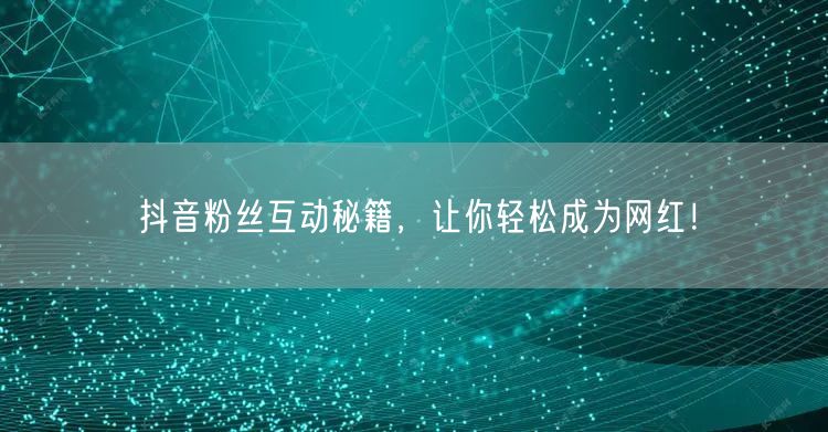 抖音粉丝互动秘籍，让你轻松成为网红！