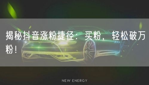 揭秘抖音涨粉捷径：买粉，轻松破万粉！