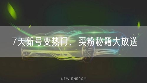 7天新号变热门，买粉秘籍大放送