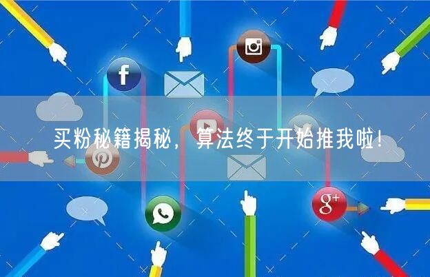 买粉秘籍揭秘，算法终于开始推我啦！