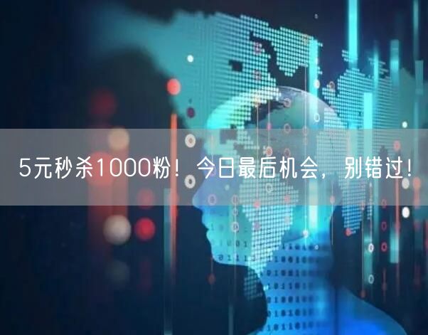 5元秒杀1000粉！今日最后机会，别错过！