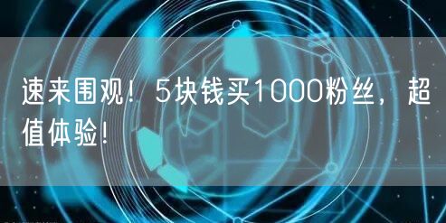 速来围观！5块钱买1000粉丝，超值体验！