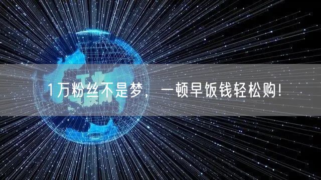 1万粉丝不是梦，一顿早饭钱轻松购！
