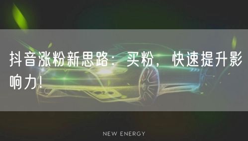抖音涨粉新思路：买粉，快速提升影响力！