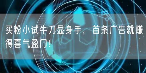 买粉小试牛刀显身手，首条广告就赚得喜气盈门！