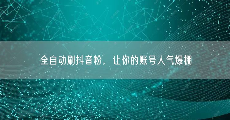 全自动刷抖音粉,让你的账号人气爆棚