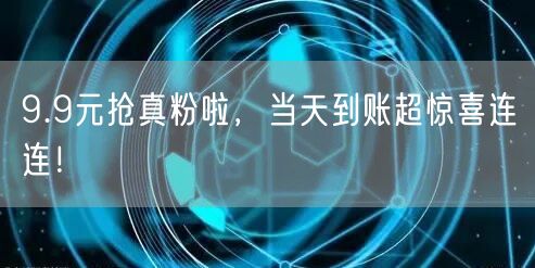 9.9元抢真粉啦，当天到账超惊喜连连！