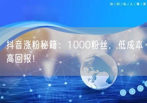 抖音涨粉秘籍：1000粉丝，低成本高回报！
