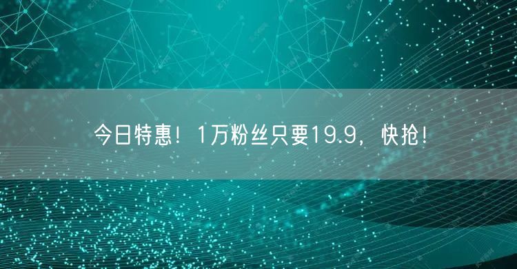今日特惠！1万粉丝只要19.9，快抢！