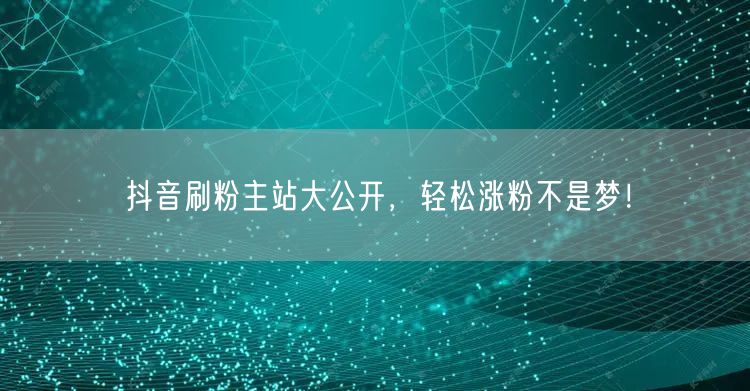 抖音刷粉主站大公开，轻松涨粉不是梦！