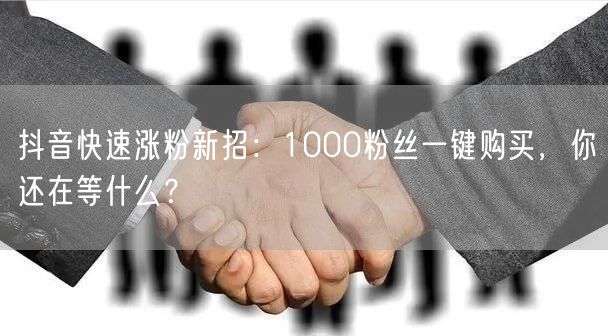 抖音快速涨粉新招：1000粉丝一键购买，你还在等什么？