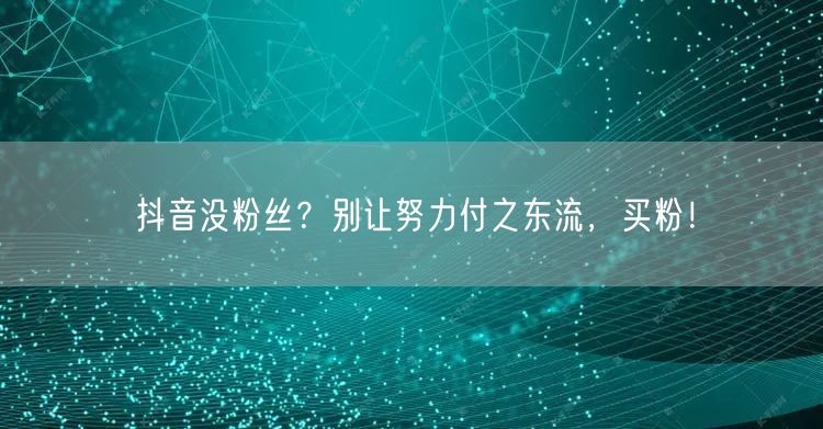 抖音没粉丝？别让努力付之东流，买粉！