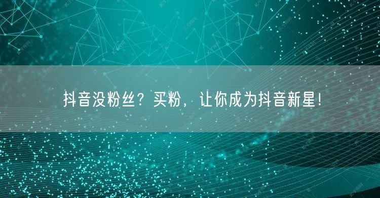 抖音没粉丝？买粉，让你成为抖音新星！