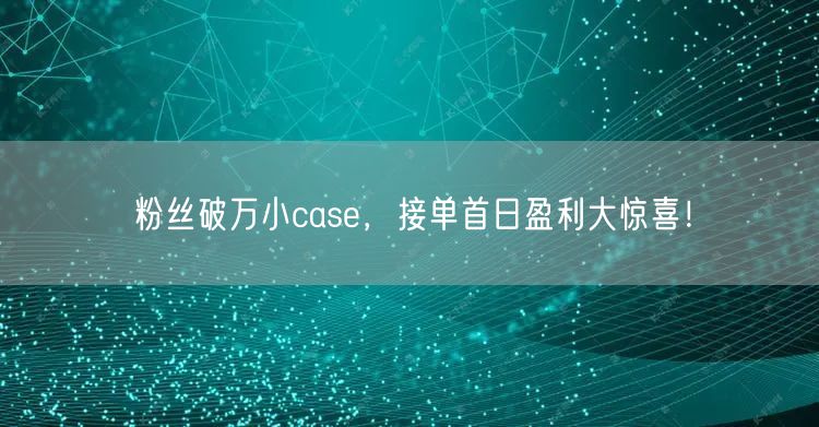 粉丝破万小case，接单首日盈利大惊喜！