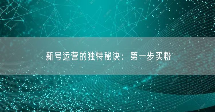 新号运营的独特秘诀：第一步买粉