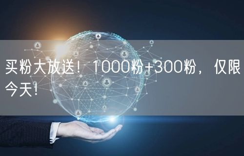 买粉大放送！1000粉+300粉，仅限今天！
