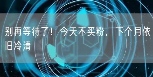 别再等待了！今天不买粉，下个月依旧冷清
