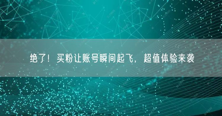 绝了！买粉让账号瞬间起飞，超值体验来袭