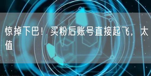 惊掉下巴！买粉后账号直接起飞，太值