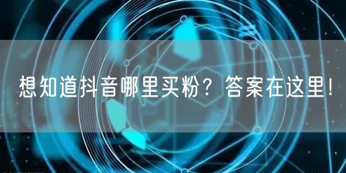 想知道抖音哪里买粉？答案在这里！