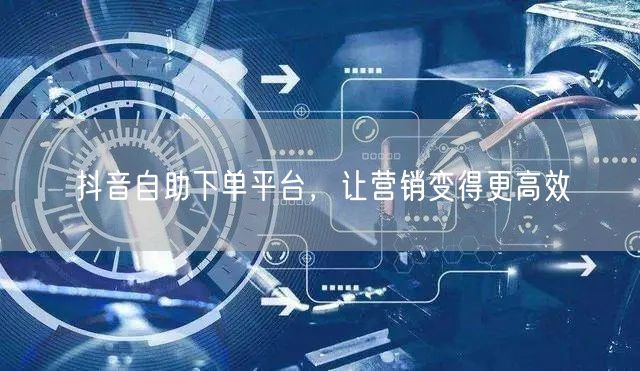 抖音自助下单平台：自动化流程，提升营销效率