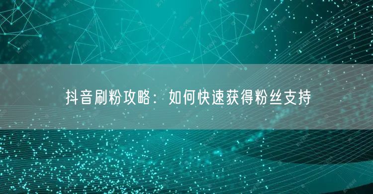抖音刷粉攻略：如何快速获得粉丝支持